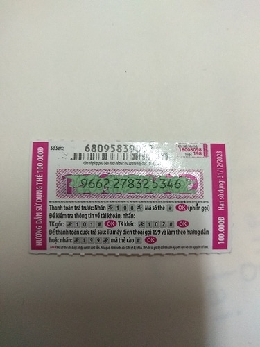 Ảnh Card Viettel 100k đã cào